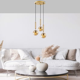 Opviq Lámpara de araña King - 11467 en Dorado brillante